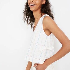 Madewell | Side Tie Tank Top in Windowpane | White Checkered Sleeveless Women’s